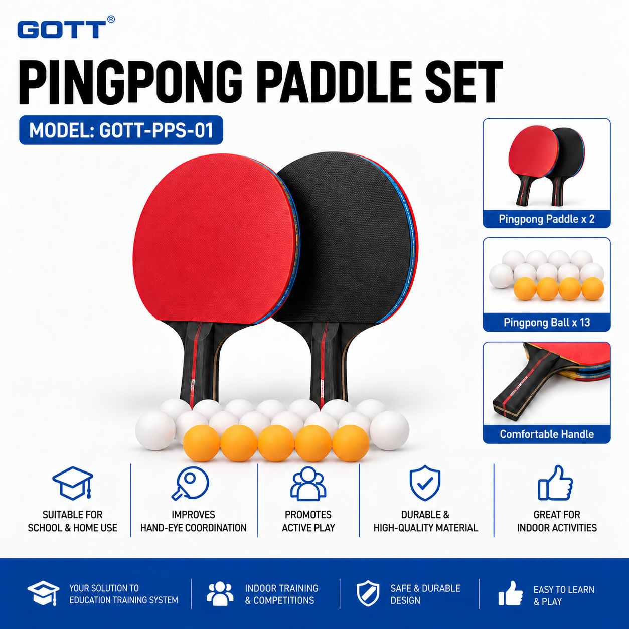 PINGPONG PADDLE SET GOTT-PPS-01
